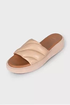 Suede and leather flip flops