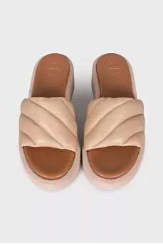 Suede and leather flip flops