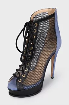 High heel shoes with mesh upper