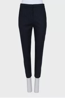Cropped trousers with shiny stripes