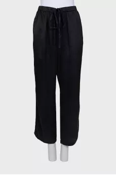 Silk trouser suit with contrast trim