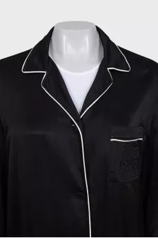 Silk trouser suit with contrast trim