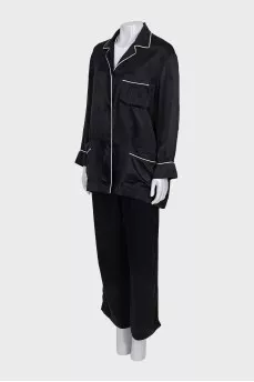 Silk trouser suit with contrast trim