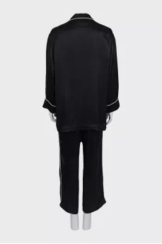 Silk trouser suit with contrast trim