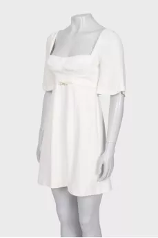White dress with square neckline
