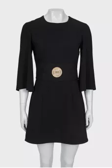 Black dress with gold logo