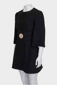Black dress with gold logo