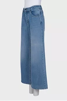 Wide leg distressed jeans