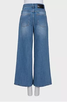 Wide leg distressed jeans