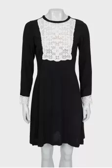 Black dress with lace insert
