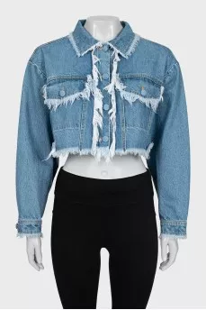 Cropped Denim Jacket With Tag