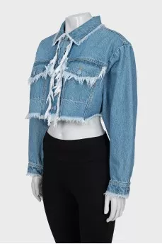 Cropped Denim Jacket With Tag