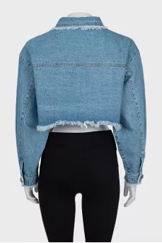 Cropped Denim Jacket With Tag