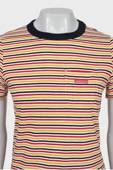Striped T-shirt with patch pocket