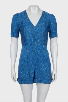 Jumpsuit with shorts and v-neck