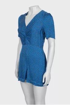Jumpsuit with shorts and v-neck