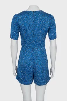 Jumpsuit with shorts and v-neck