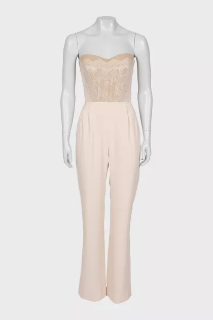 Overalls with trousers decorated with lace