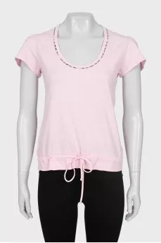 Pink T-shirt with ties