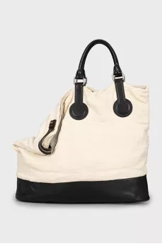Vintage shopper made of textile and leather