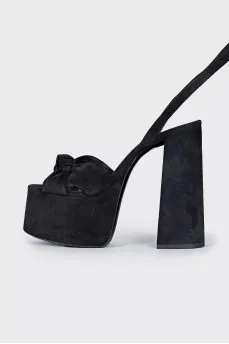 Suede sandals with high soles and heels