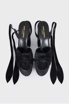 Suede sandals with high soles and heels