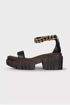 Black sandals with a chunky sole