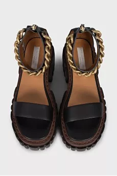 Black sandals with a chunky sole