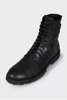 Men's leather zippered boots
