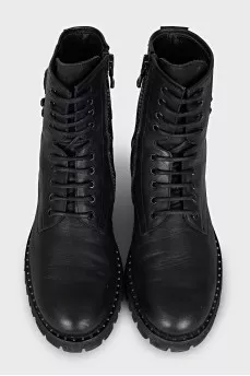 Men's leather zippered boots