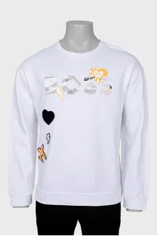 Men's White Sweatshirt with Patches