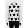 Sweater in black print with sequins
