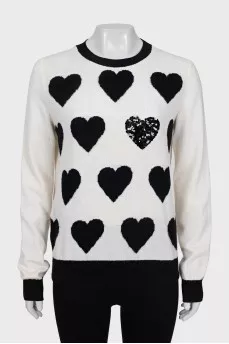 Sweater in black print with sequins
