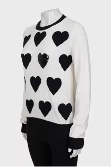 Sweater in black print with sequins