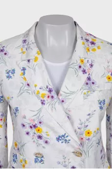 White jacket with floral print