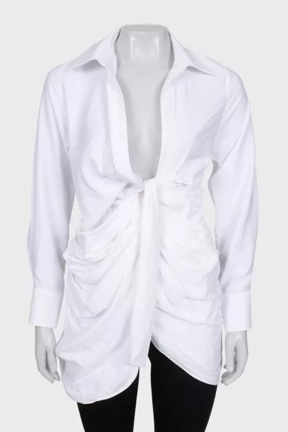 Button down draped mini dress