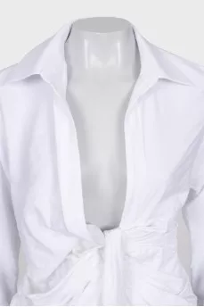 Button down draped mini dress