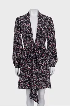Floral print dress with ties