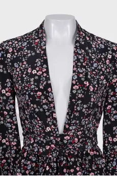 Floral print dress with ties