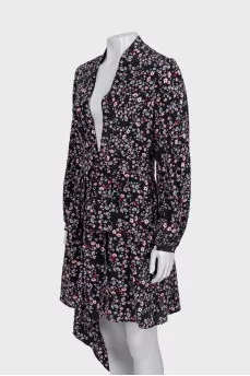 Floral print dress with ties