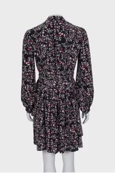 Floral print dress with ties