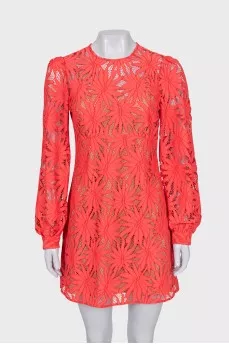 Lace long sleeve mini dress