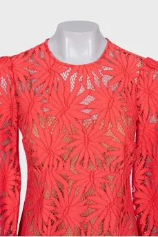 Lace long sleeve mini dress