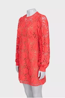 Lace long sleeve mini dress