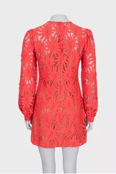 Lace long sleeve mini dress