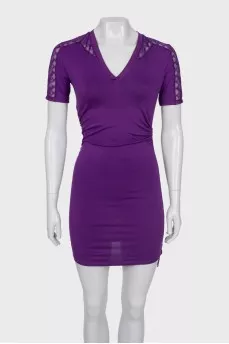 Dress with lace inserts with tag