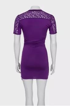Dress with lace inserts with tag