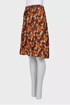 Silk skirt with printed belt