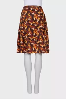 Silk skirt with printed belt