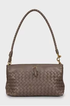 Brown leather woven bag